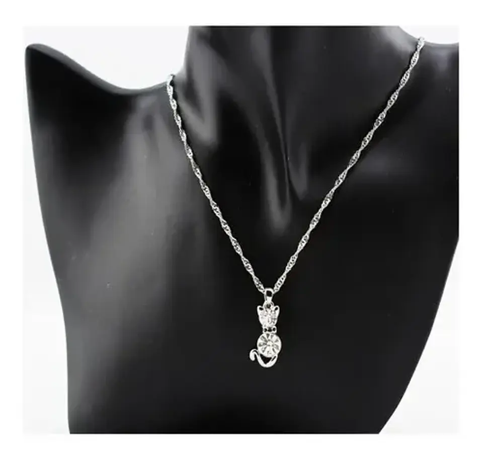 Collar Gato Cristal Mujer Niña + Caja Regalo Joyas  8