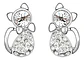 Aros Gato Cristal Blanco + Bolsa Terciopelo Regalo Joyas - Miniatura 1