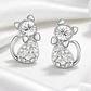 Aros Gato Cristal Blanco + Bolsa Terciopelo Regalo Joyas - Miniatura 2