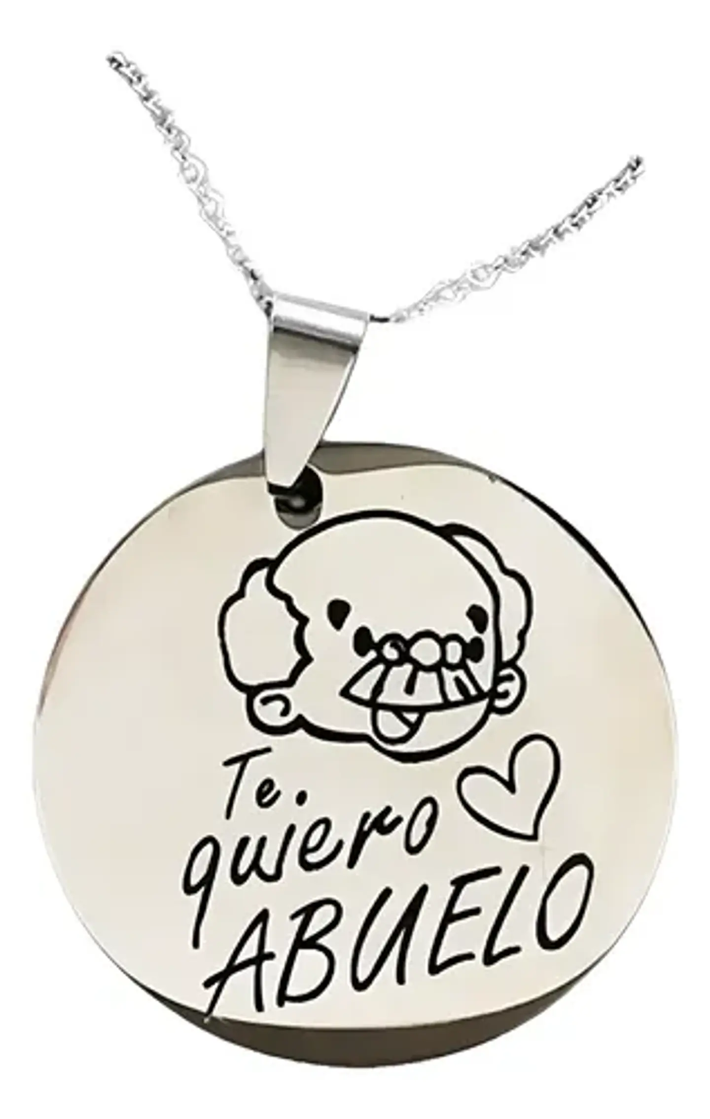 Collar Abuelo Cadena Colgante Grabado + Caja Regalo Joyas 1
