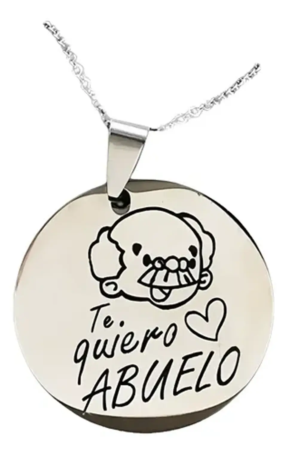 Collar Abuelo Cadena Colgante Grabado + Caja Regalo Joyas 1