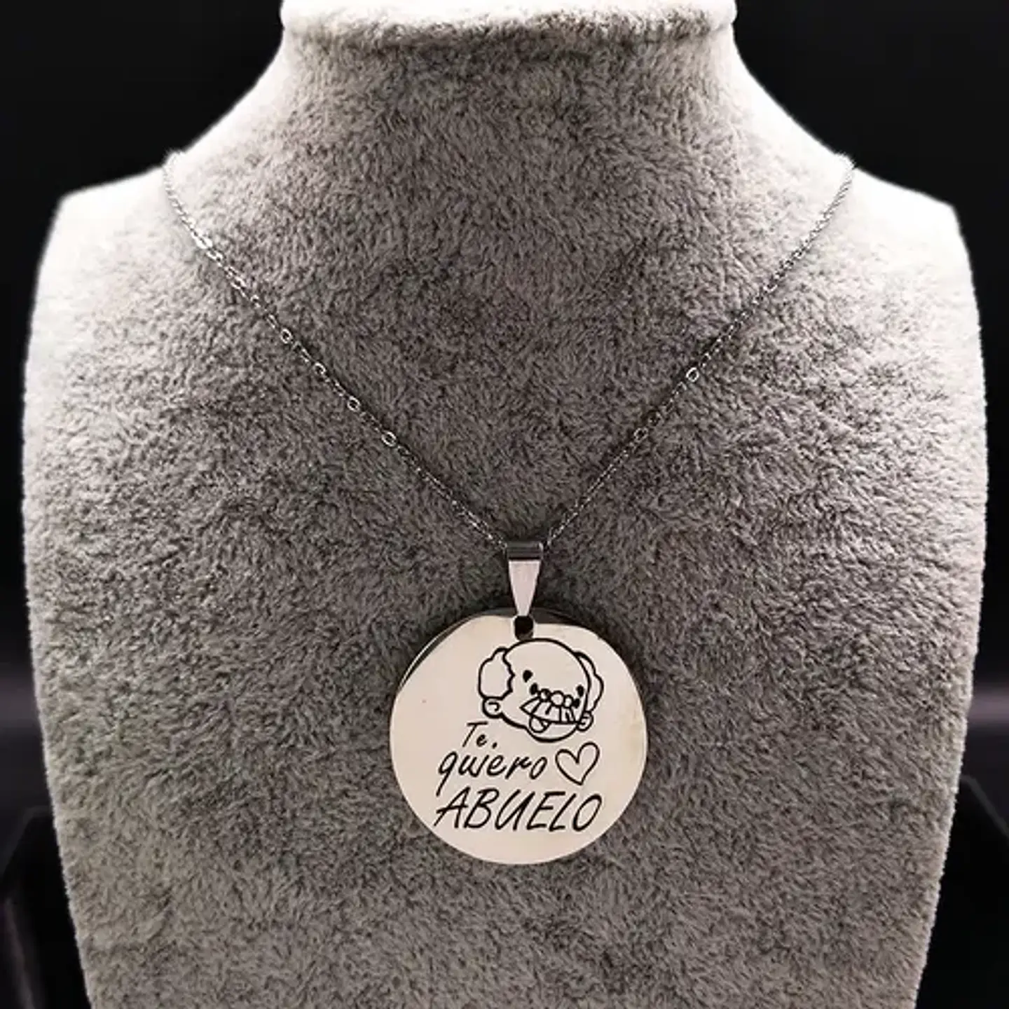 Collar Abuelo Cadena Colgante Grabado + Caja Regalo Joyas 4