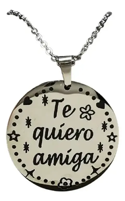 Collar Amigas Cadena Colgante Grabado + Caja Regalo Joyas
