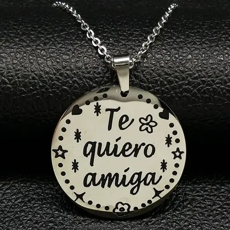 Collar Amigas Cadena Colgante Grabado + Caja Regalo Joyas 2
