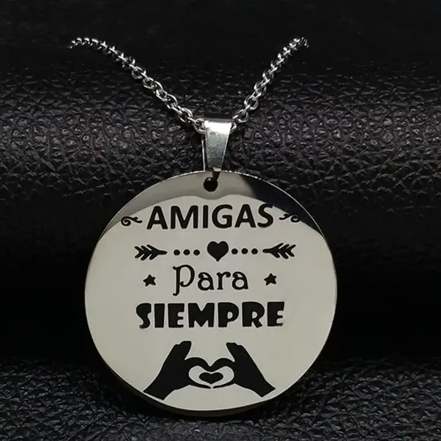 Collar Amigas Cadena Colgante Grabado + Caja Regalo Joyas 5