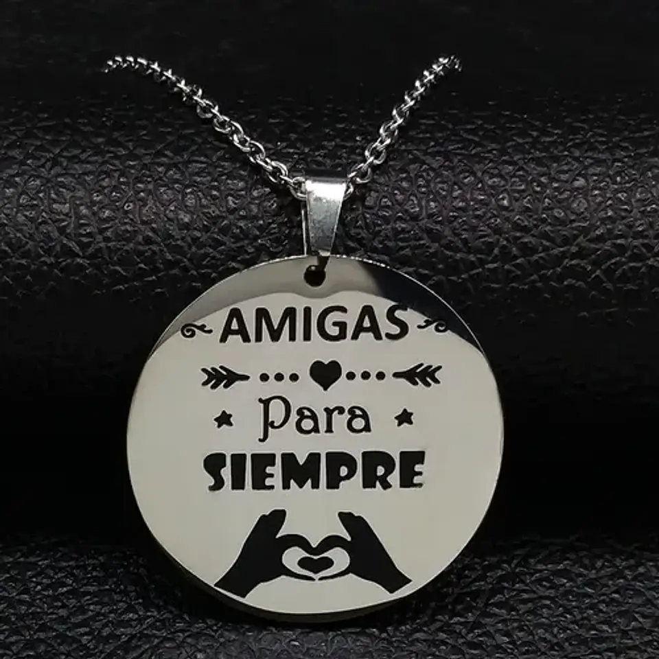 Collar Amigas Cadena Colgante Grabado + Caja Regalo Joyas 5