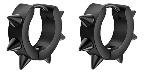 Aros Punk Gótico Kpop Rock Black + Bolsa Regalo Joyas