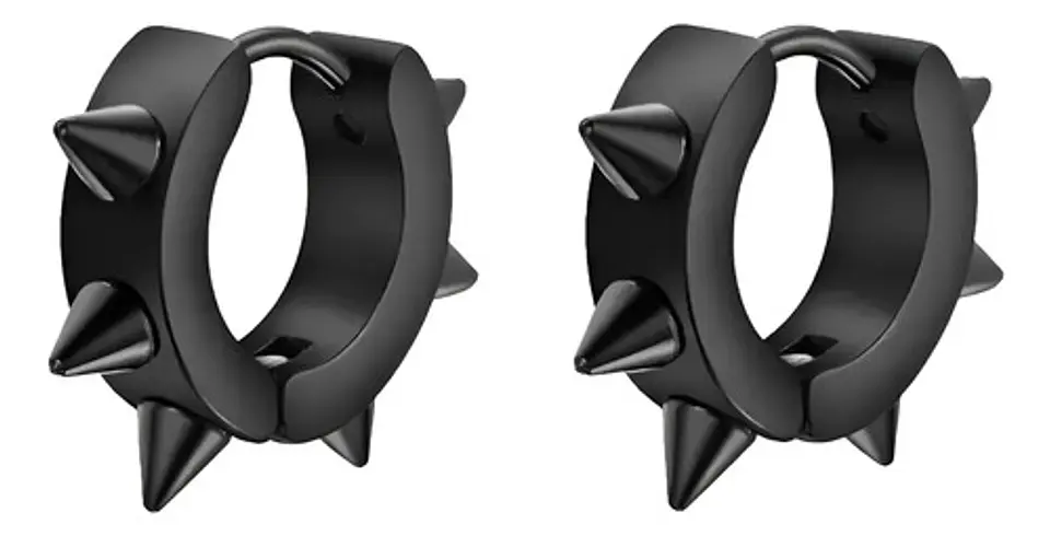 Aros Punk Gótico Kpop Rock Black + Bolsa Regalo Joyas 1