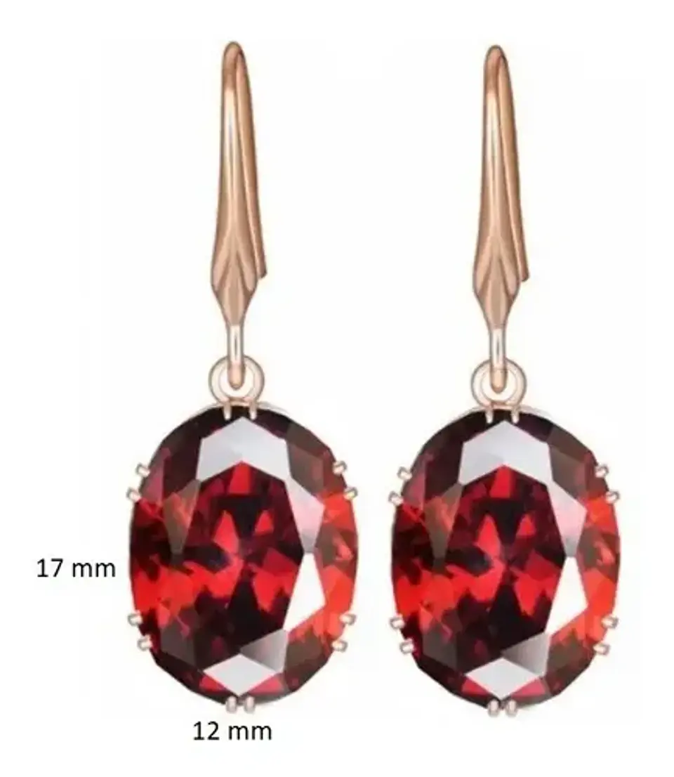 Aros Cristal Rojo Circonita Mujer + Bolsa Regalo Joyas 2
