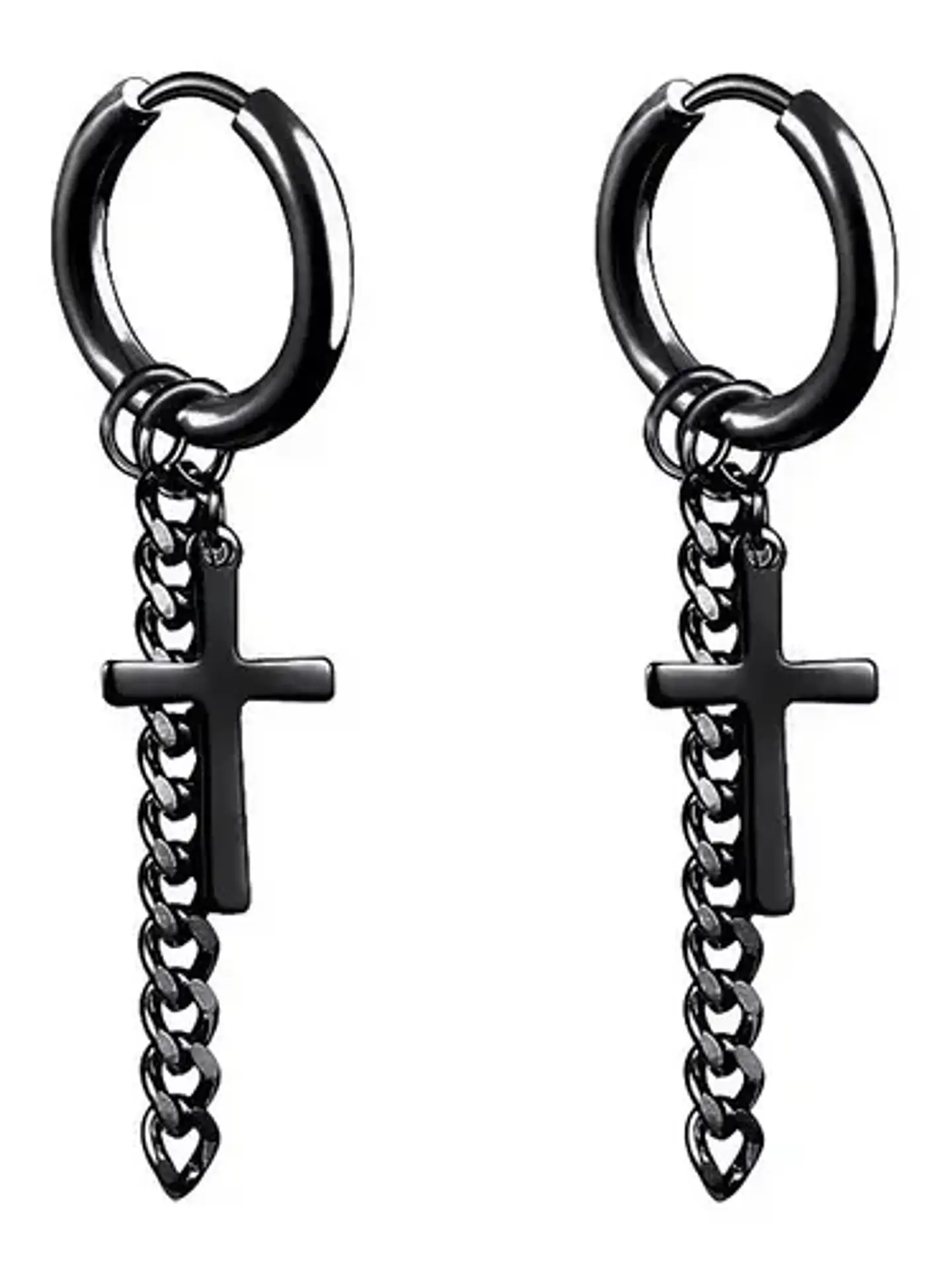 Aros Cruz Punk Rock Gótico Kpop Black + Bolsa Regalo Joyas 1