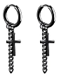 Aros Cruz Punk Rock Gótico Kpop Black + Bolsa Regalo Joyas - Miniatura 1