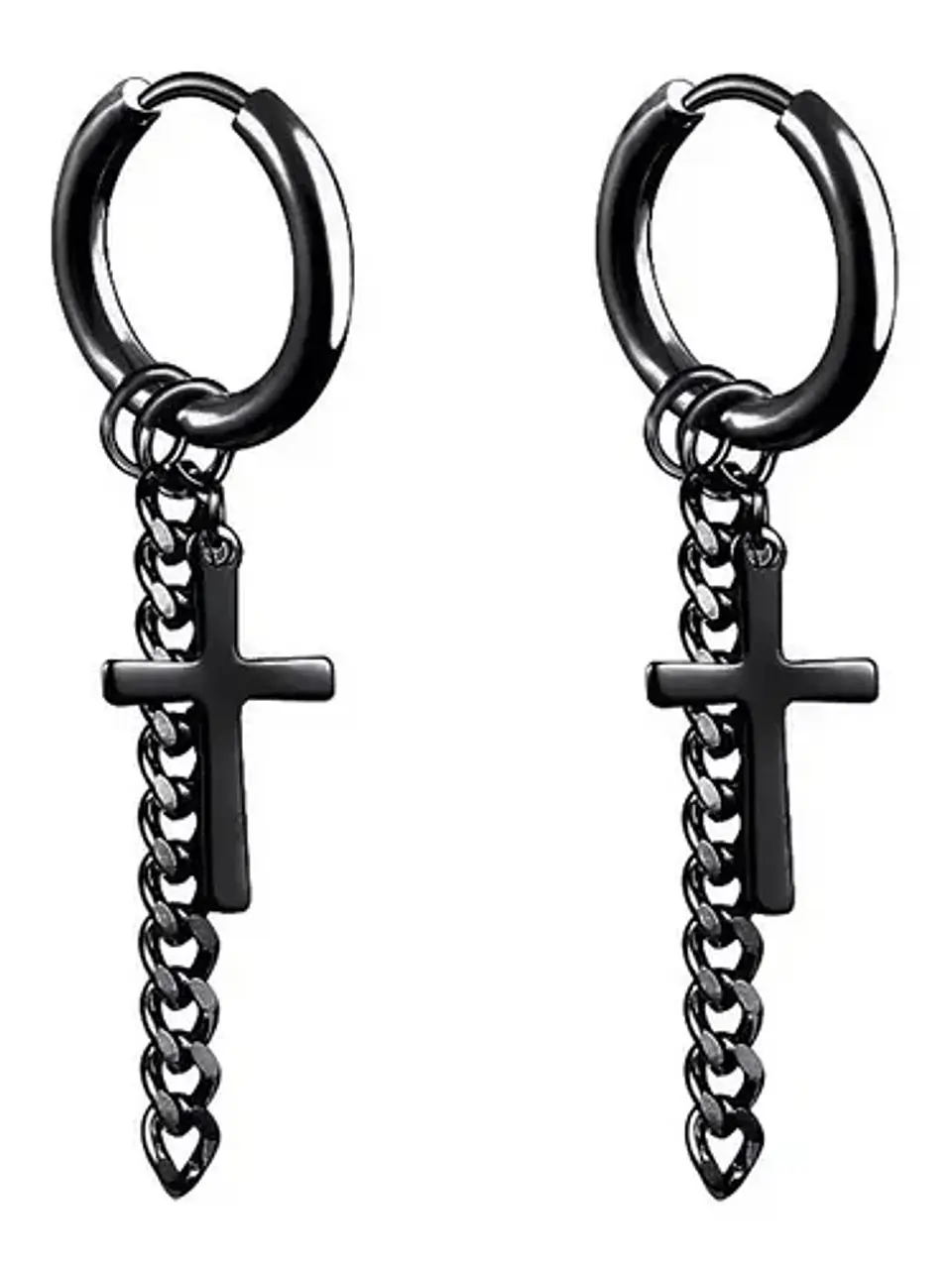 Aros Cruz Punk Rock Gótico Kpop Black + Bolsa Regalo Joyas 1