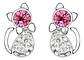 Aros Gato Cristal Rosado + Bolsa Terciopelo Regalo Joyas - Miniatura 1