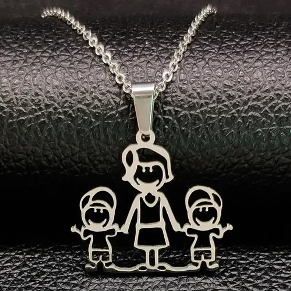 Collar Familia Mamá Hijos + Caja Regalo Joyas 2