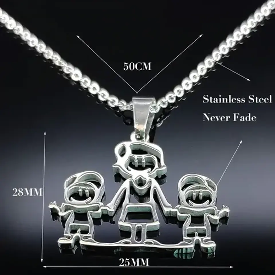 Collar Familia Mamá Hijos + Caja Regalo Joyas 4