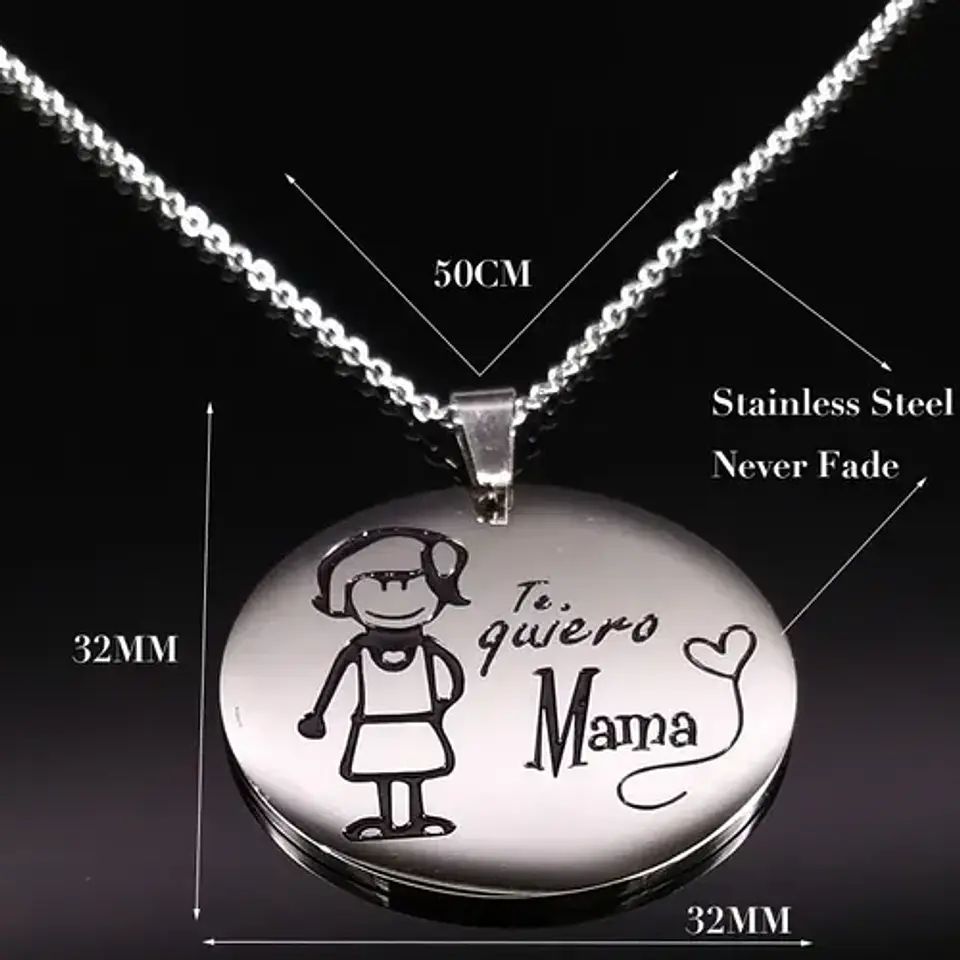 Cadena Colgante Mamá Te Quiero + Globo Metálico Caja Regalo 4