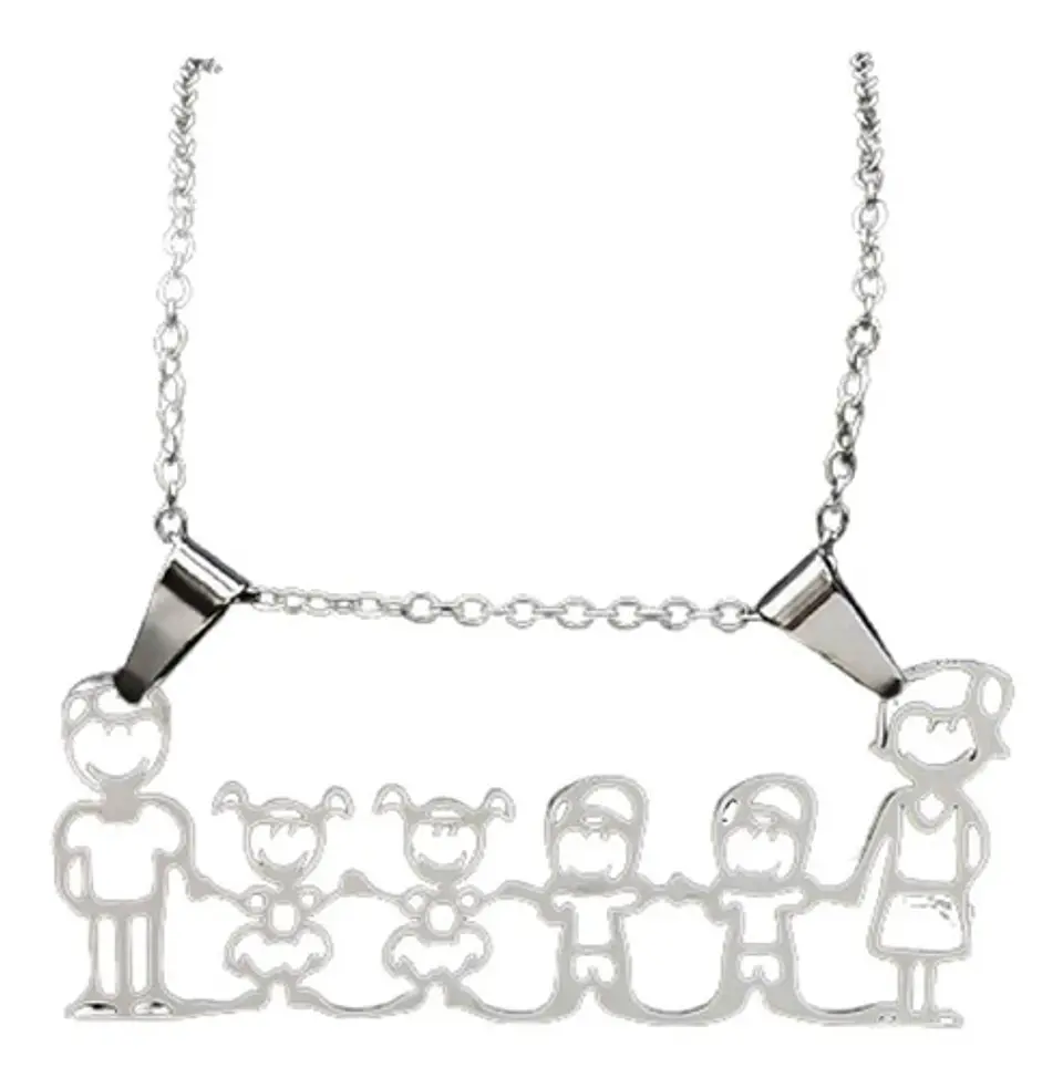 Cadena Colgante Familia Papá Mamá Hijos Niños + Caja Regalo 1