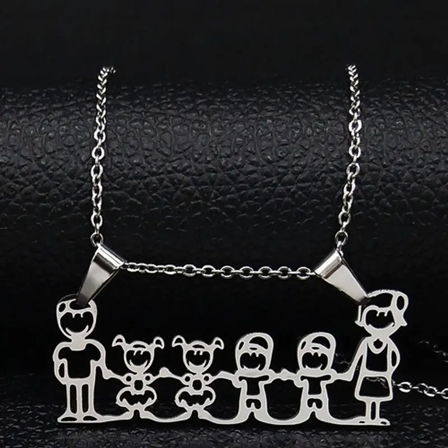 Cadena Colgante Familia Papá Mamá Hijos Niños + Caja Regalo 2