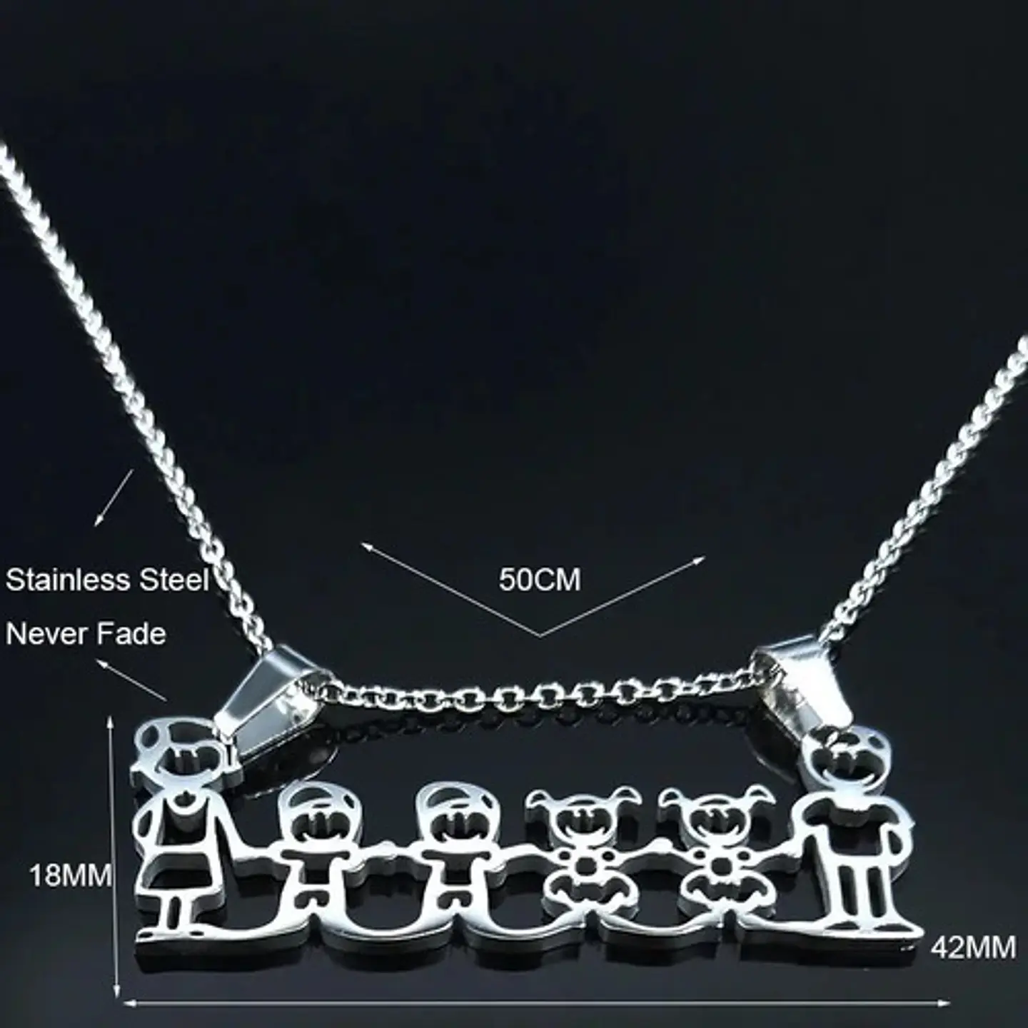Cadena Colgante Familia Papá Mamá Hijos Niños + Caja Regalo 3