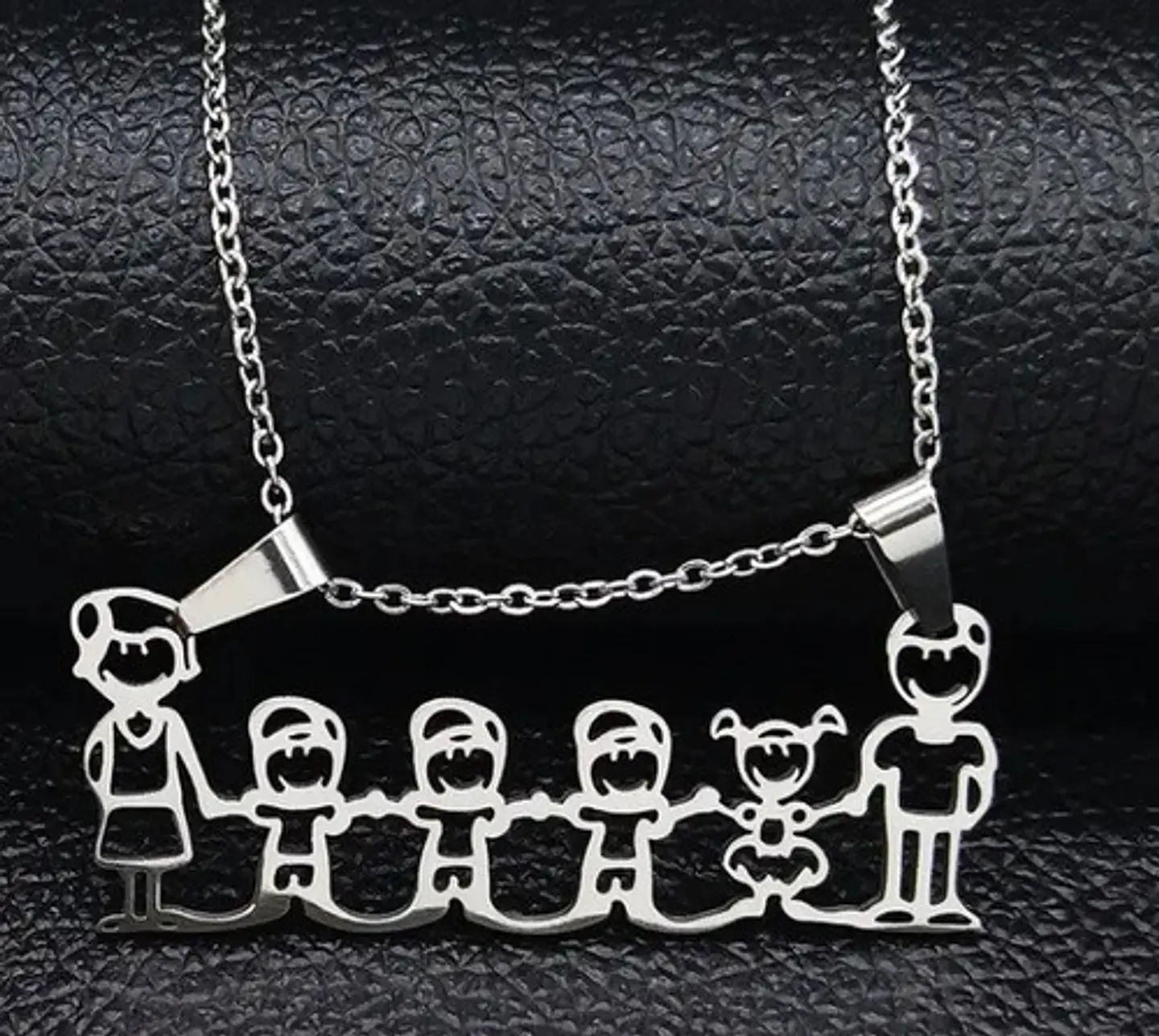 Cadena Colgante Familia Papá Mamá Hijos Niños + Caja Regalo 5