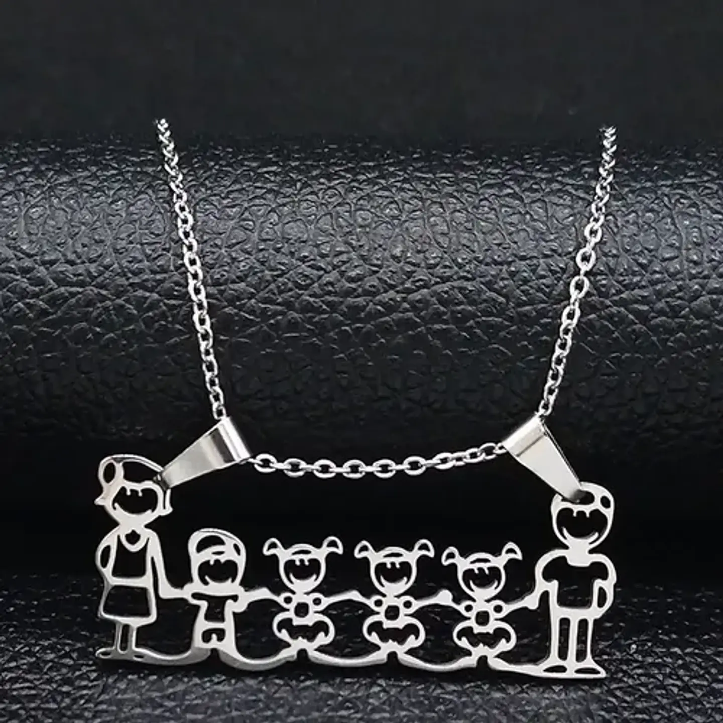 Cadena Colgante Familia Papá Mamá Hijos Niños + Caja Regalo 8