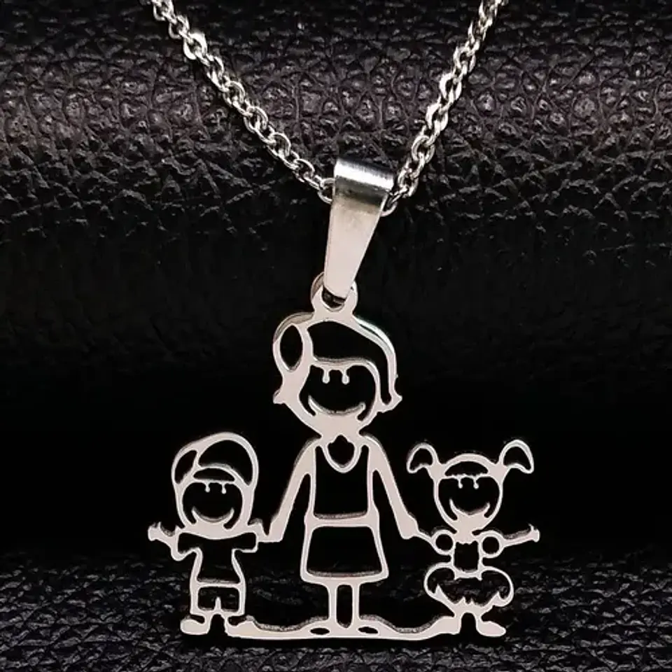 Collar Familia Mamá Hijos Varios Diseños + Caja Regalo 2
