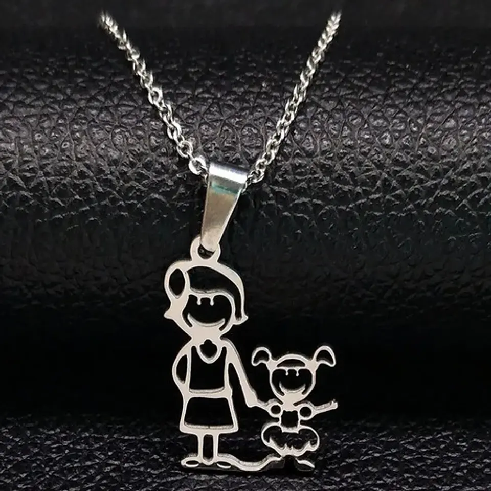 Collar Familia Mamá Hijos Varios Diseños + Caja Regalo 4