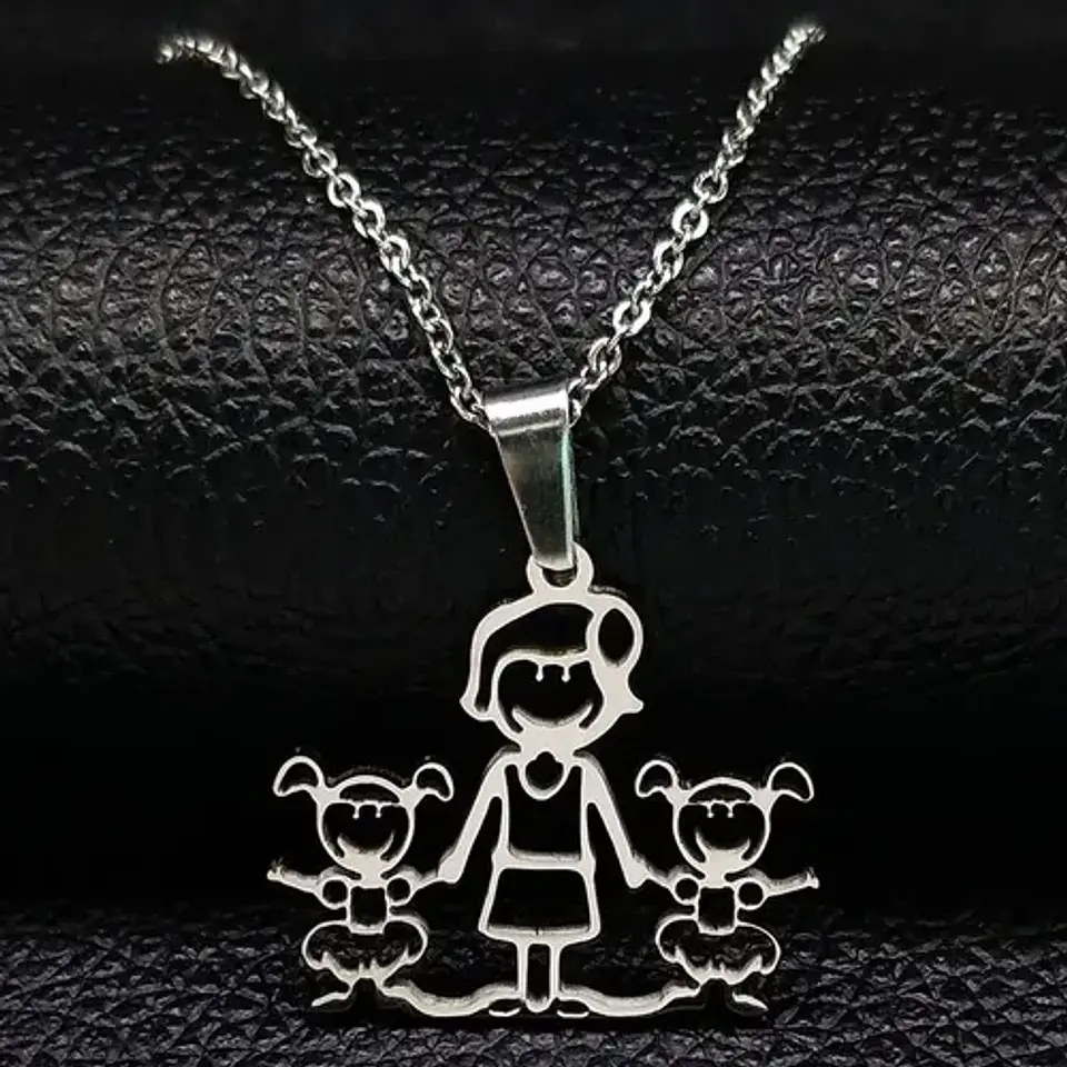 Collar Familia Mamá Hijos Varios Diseños + Caja Regalo 5