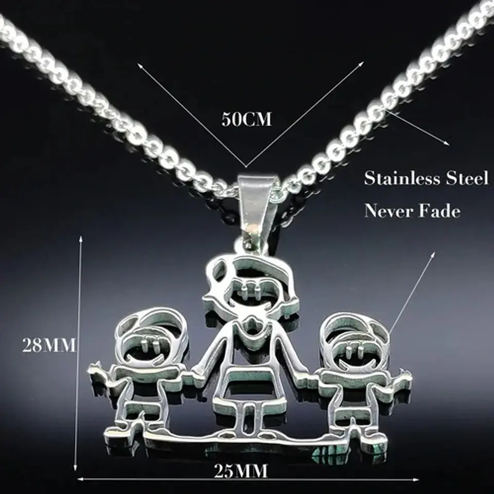 Collar Familia Mamá Hijos Varios Diseños + Caja Regalo 6