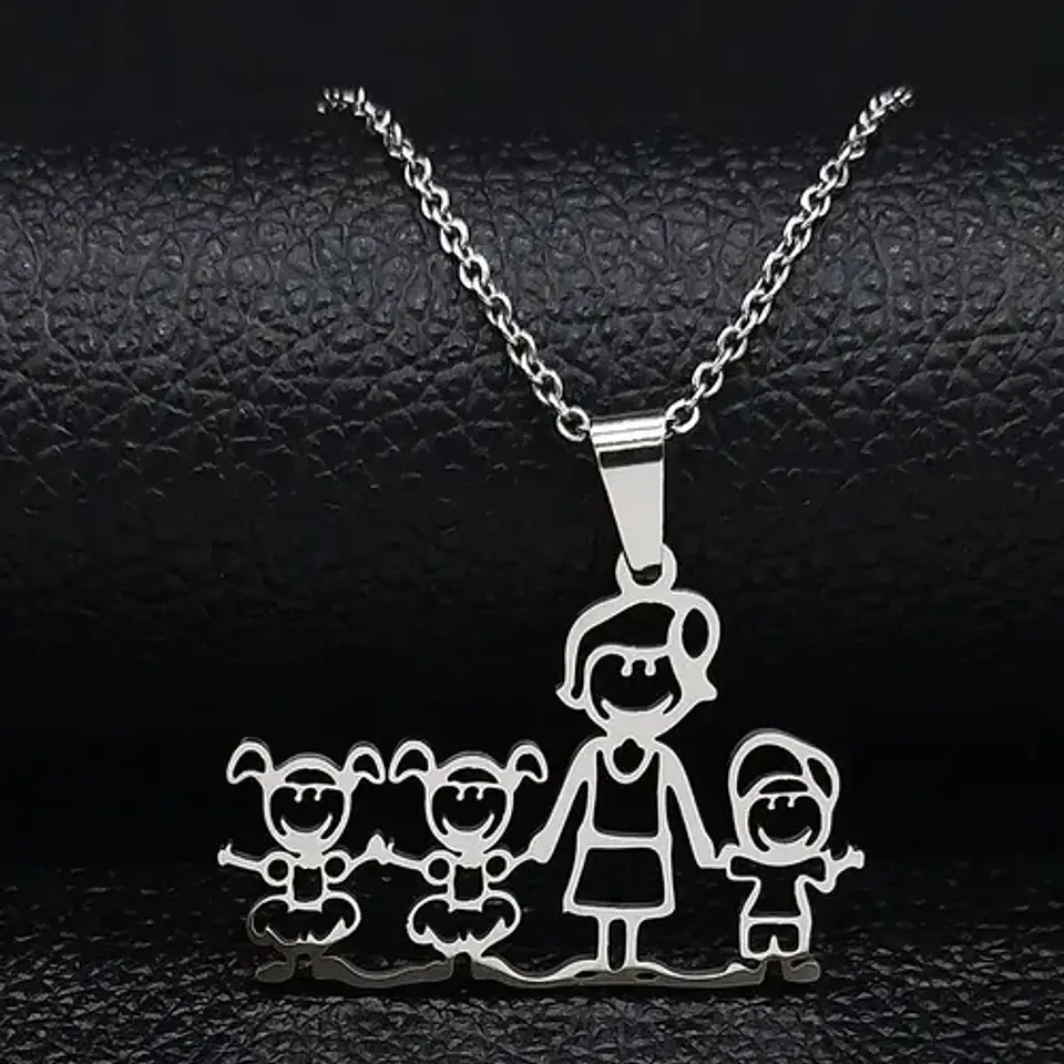 Collar Familia Mamá Hijos Varios Diseños + Caja Regalo 8