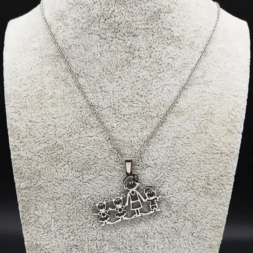 Collar Familia Mamá Hijos Varios Diseños + Caja Regalo 9