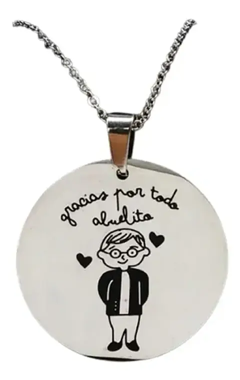 Cadena Y Colgante Grabado Abuelo Abuelito + Caja Regalo