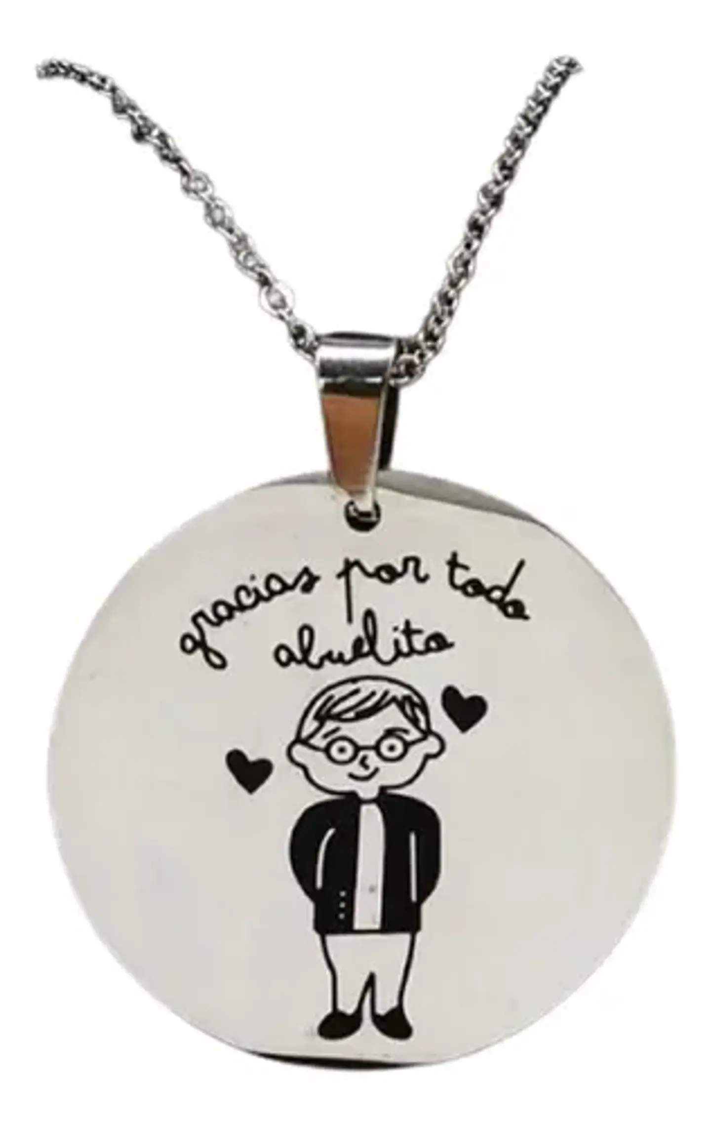 Cadena Y Colgante Grabado Abuelo Abuelito + Caja Regalo 1