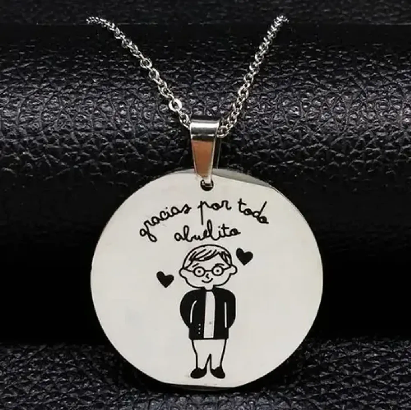 Cadena Y Colgante Grabado Abuelo Abuelito + Caja Regalo 2