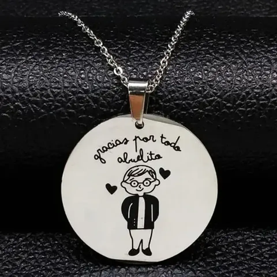 Cadena Y Colgante Grabado Abuelo Abuelito + Caja Regalo 2