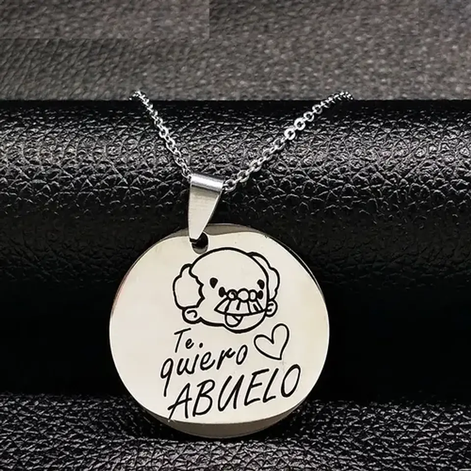 Cadena Y Colgante Grabado Abuelo Abuelito + Caja Regalo 5