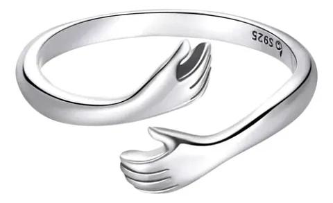 Anillo Plata 925 Ajustable Abrazo Amor Joyas Regalo Mujer