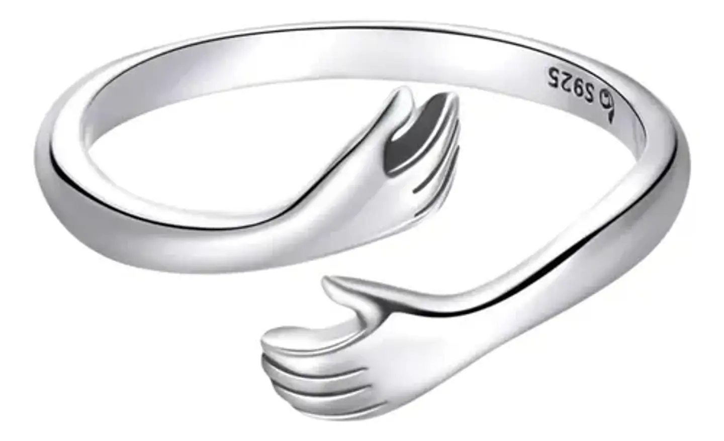 Anillo Plata 925 Ajustable Abrazo Amor Joyas Regalo Mujer 1