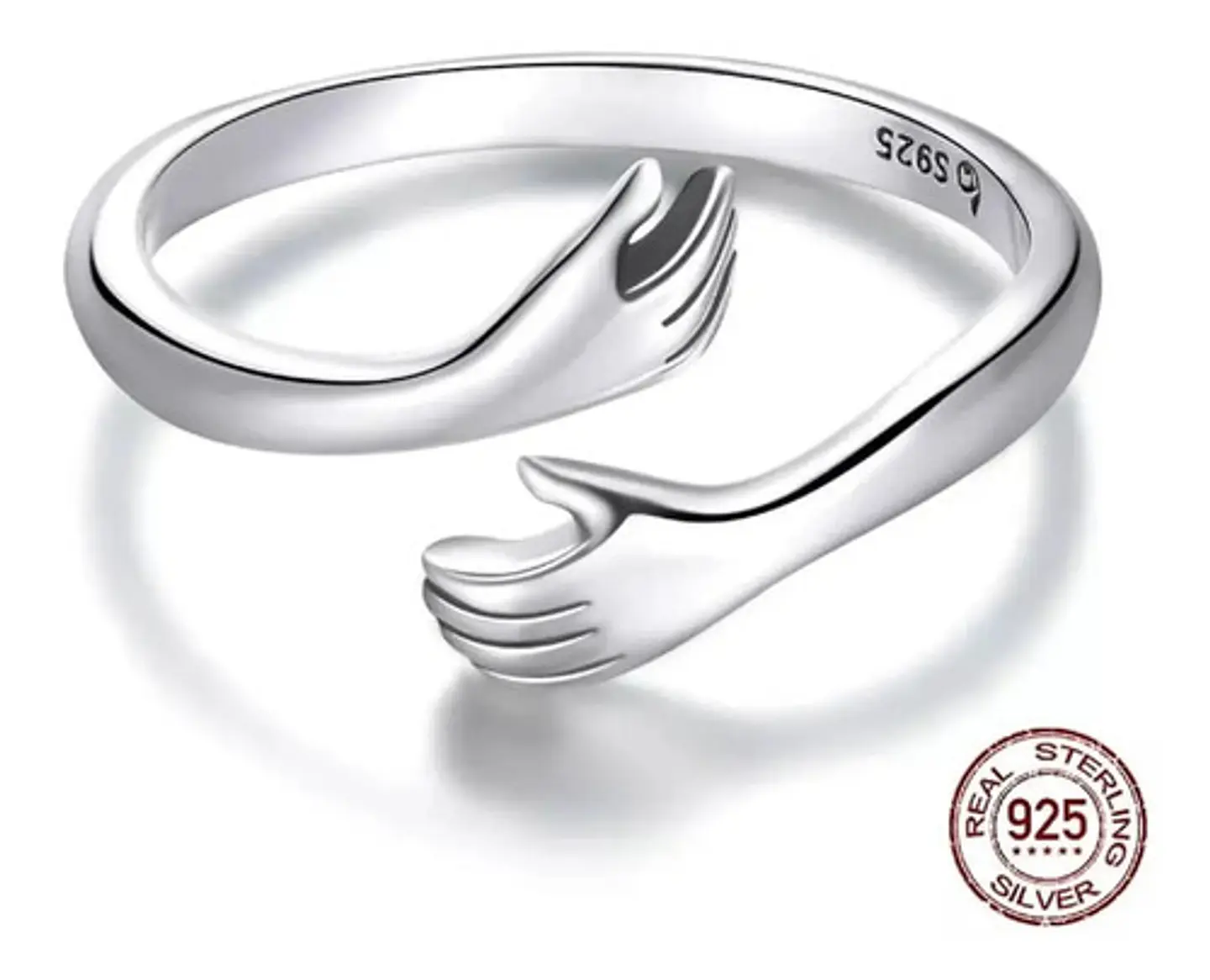 Anillo Plata 925 Ajustable Abrazo Amor Joyas Regalo Mujer 2