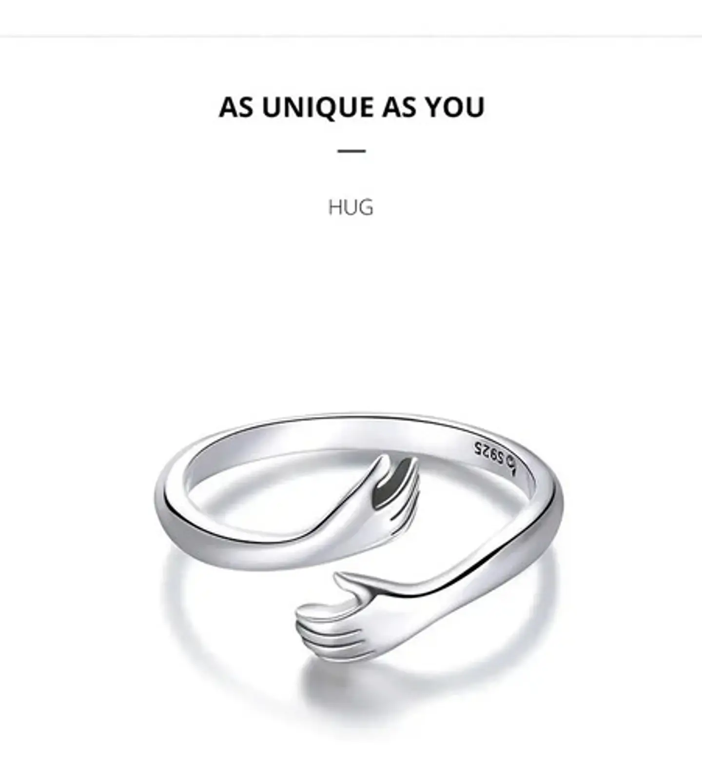 Anillo Plata 925 Ajustable Abrazo Amor Joyas Regalo Mujer 3
