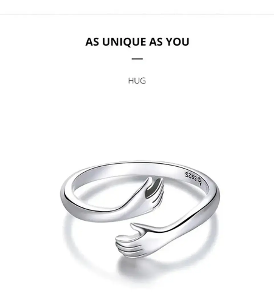 Anillo Plata 925 Ajustable Abrazo Amor Joyas Regalo Mujer 3