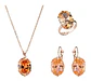 Conjunto Cristal Collar Aros Anillo + Bolsa Regalo Joyas - Miniatura 14