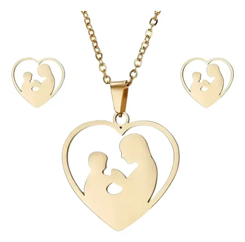 Conjunto Joyas Madre Hijo Regalo + Caja Y Globo Metálico 