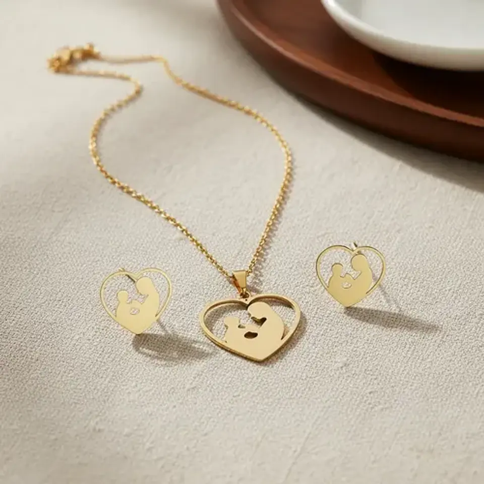 Conjunto Joyas Madre Hijo Regalo + Caja Y Globo Metálico  4