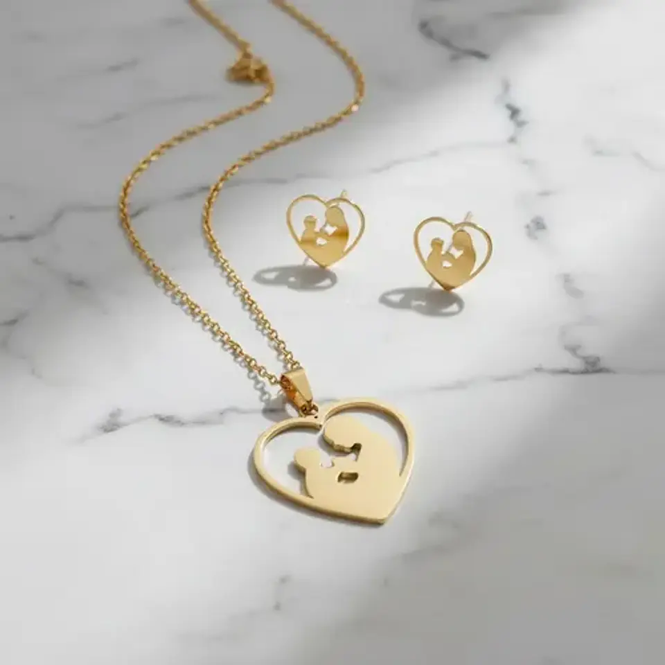 Conjunto Joyas Madre Hijo Regalo + Caja Y Globo Metálico  5
