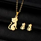 Conjunto Gato Cadena Colgante Aros Mujer Niña + Caja Regalo - Miniatura 2