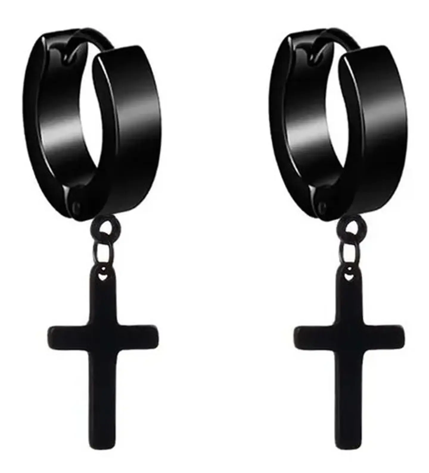 Aros Cruz Punk Gótico Kpop Rock Black + Bolsa Regalo Joyas 1