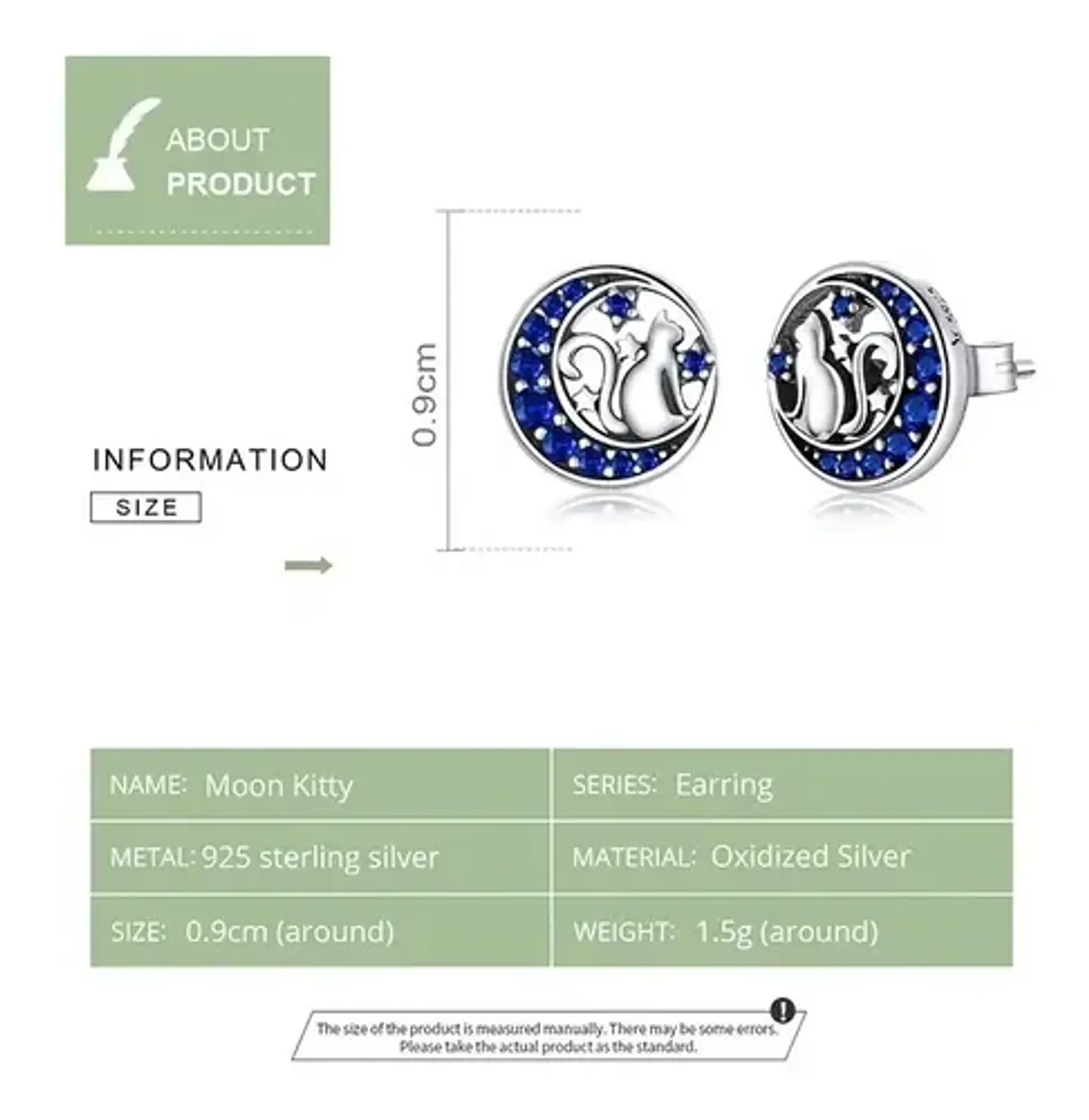 Aros Plata 925 Luna Gato Circones Joyas Regalo Mujer Niña 4