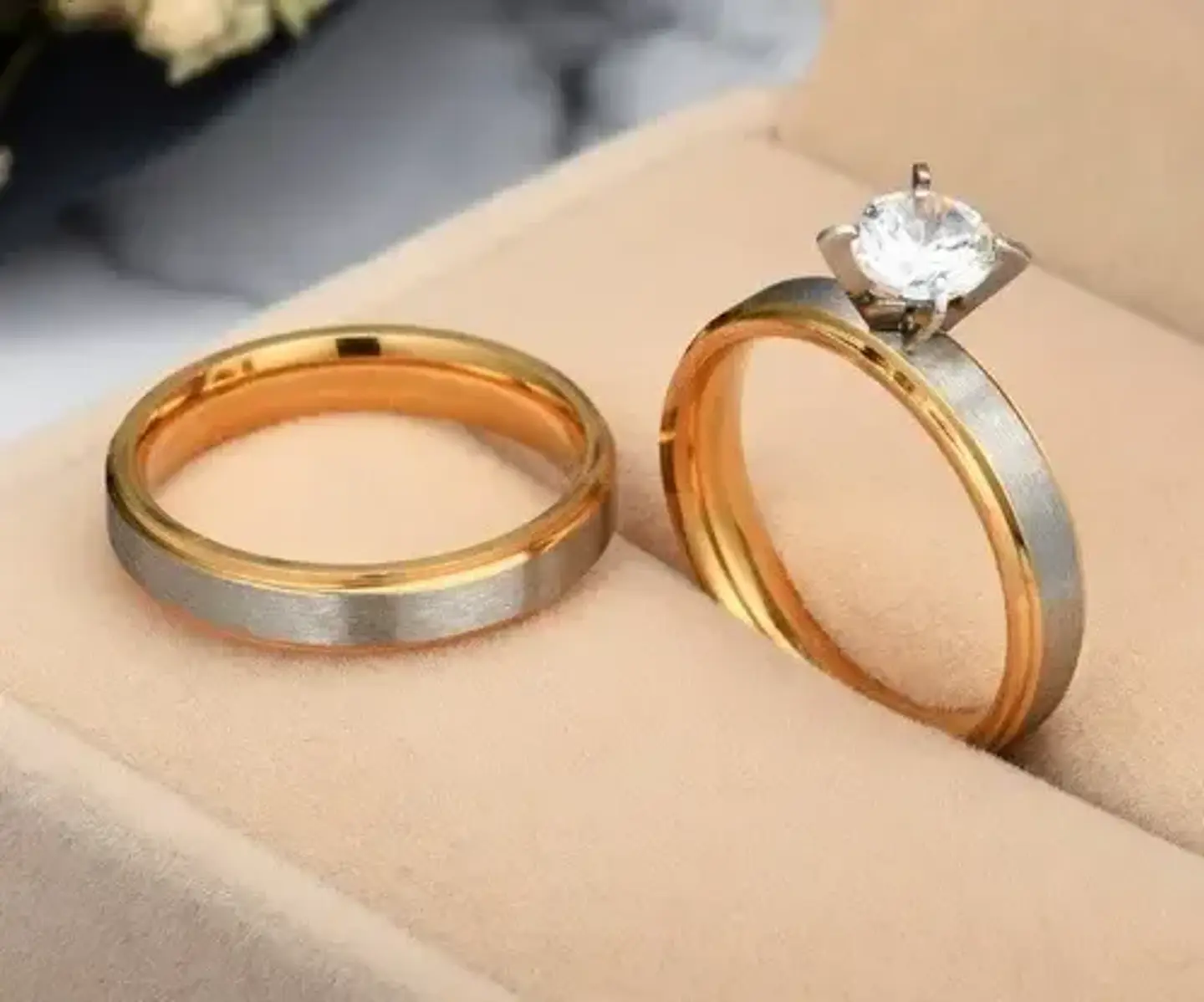 Anillos Compromiso Matrimonio Novios +caja Terciopelo Regalo 4