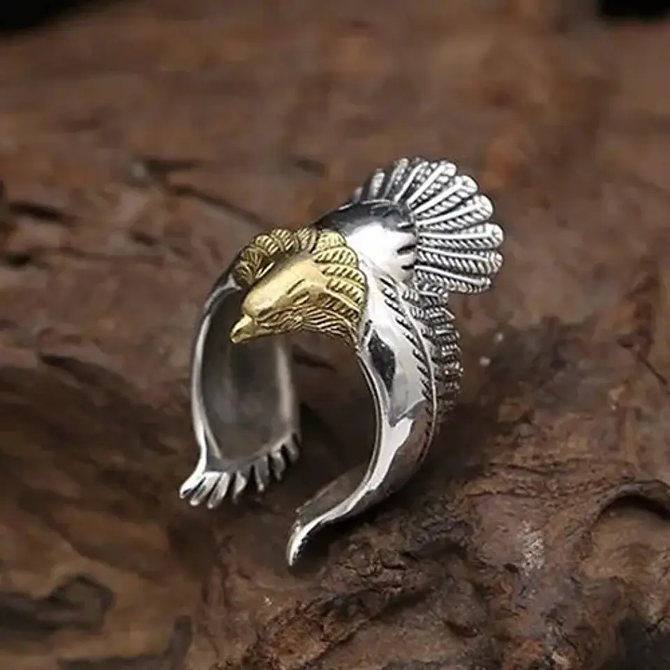 Anillo Águila Hombre Papá Hijo + Globo Y Bolsa Regalo Joyas  2